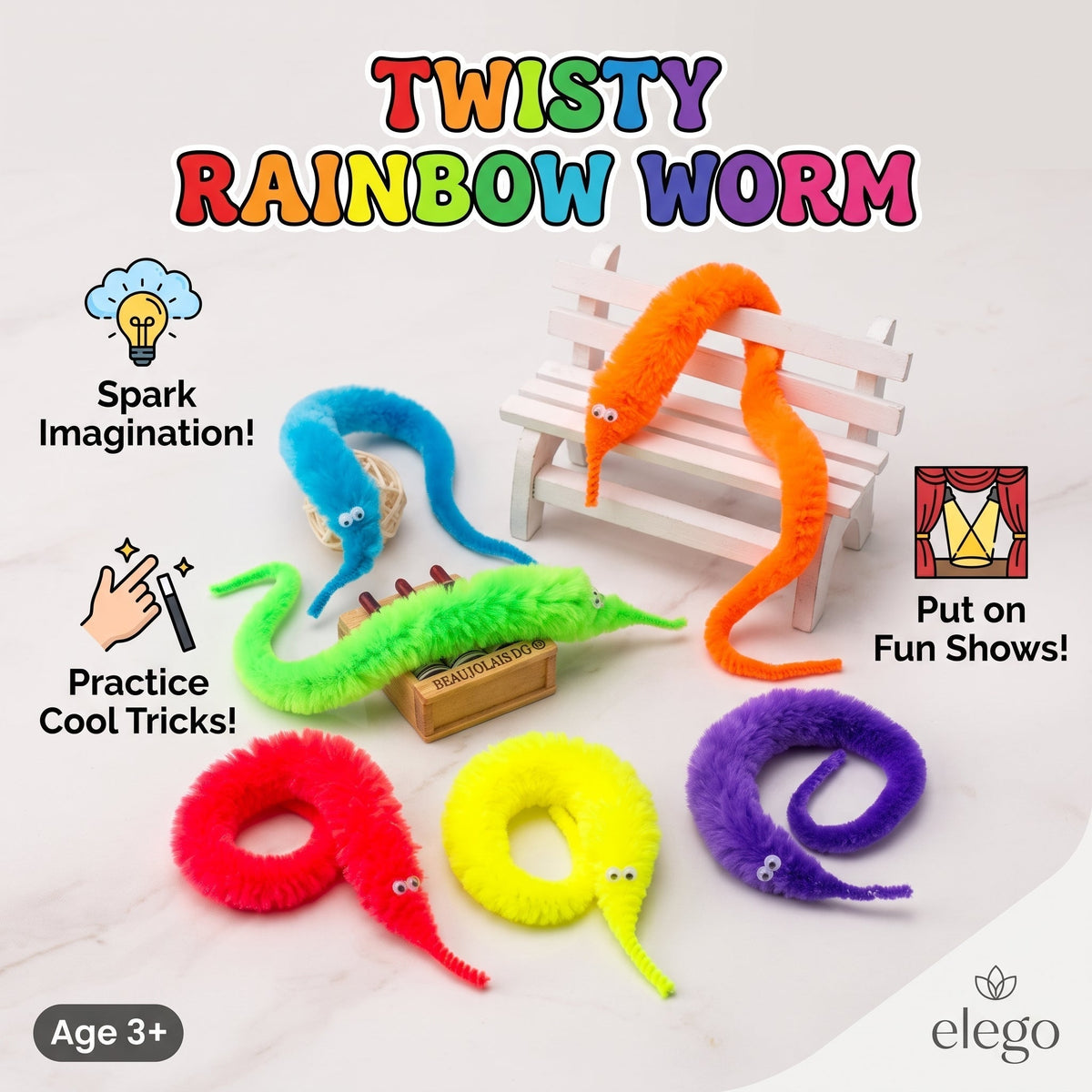 Twisty Rainbow Worm (6 pc)